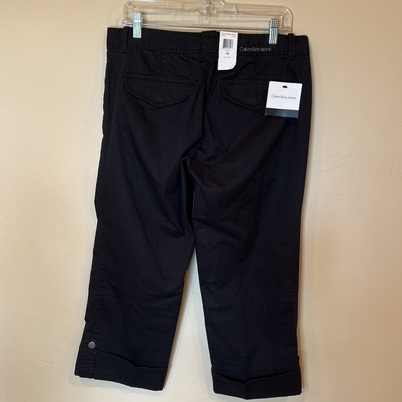 NWT Calvin Klein Black twill crop pants Womens Sz 10 - Picture 5 of 7